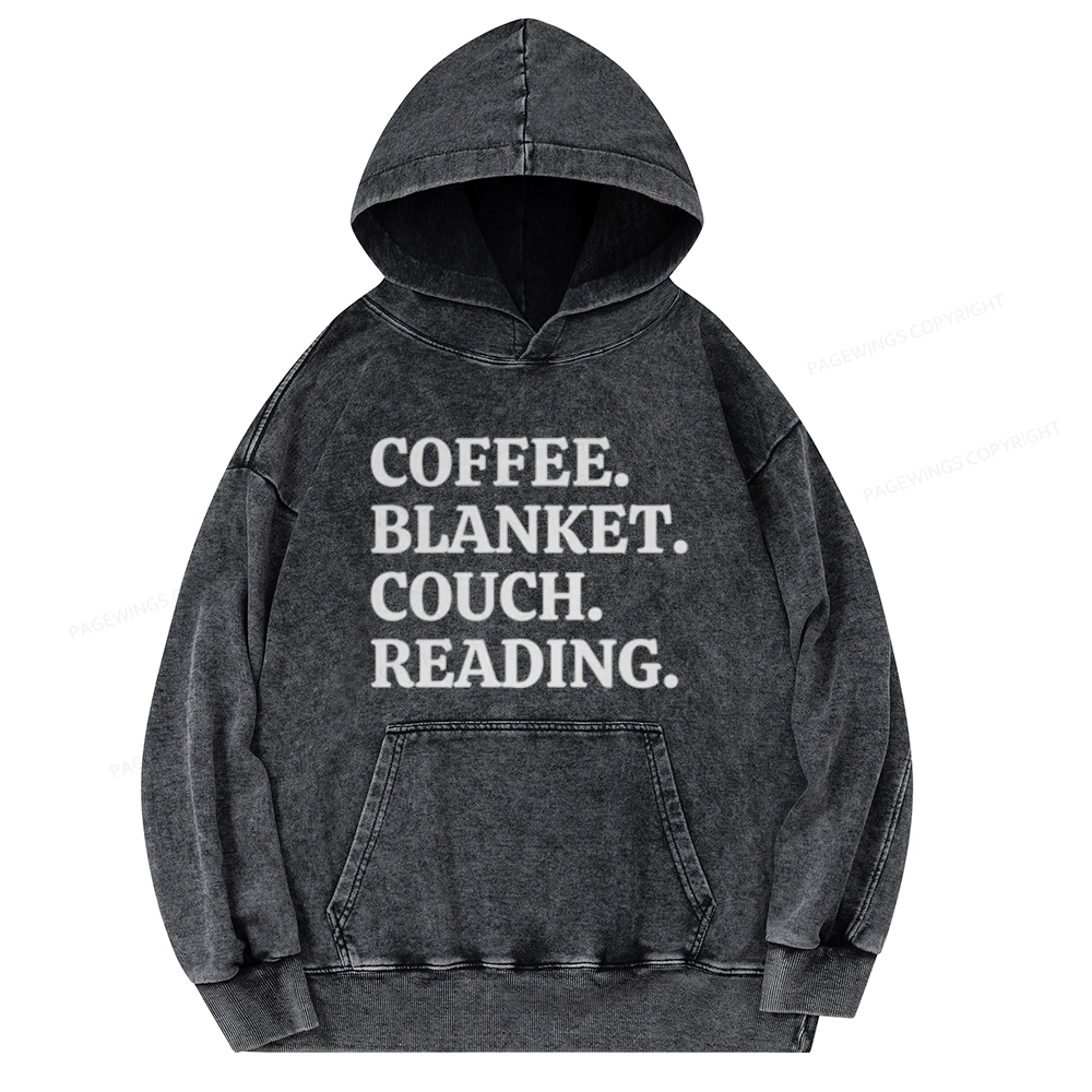 Pagewings Coffee Blanket Couch Reading Unisex Washed Hoodie