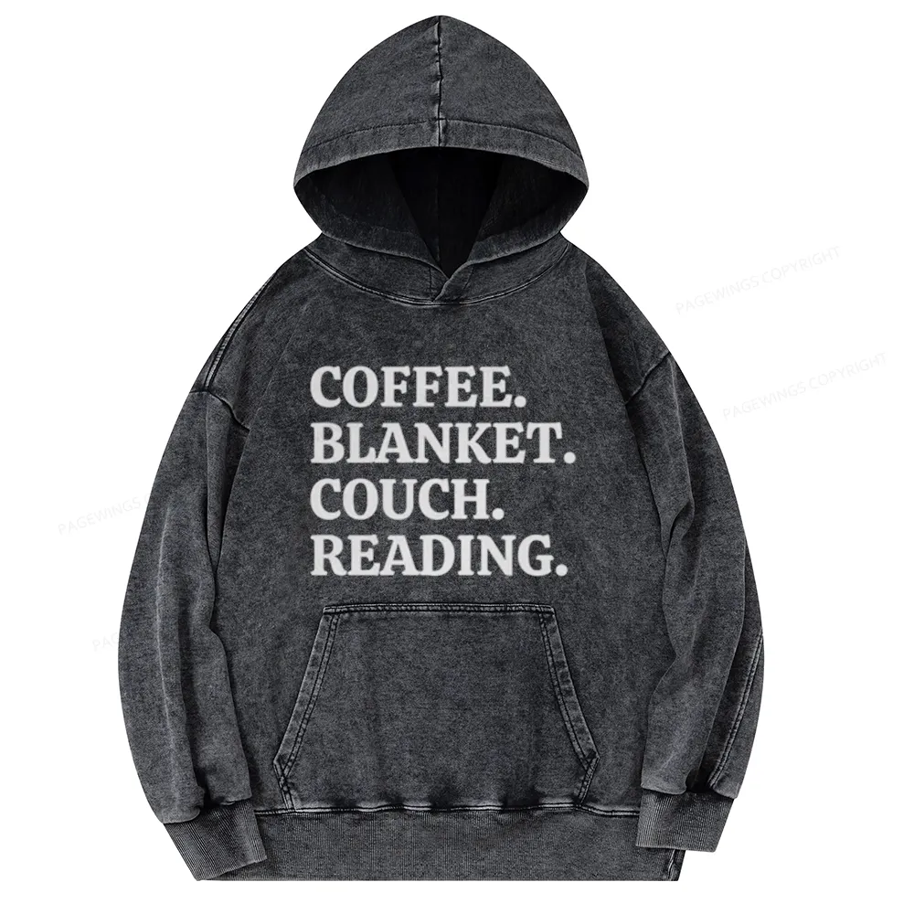 Pagewings Coffee Blanket Couch Reading Unisex Washed Hoodie