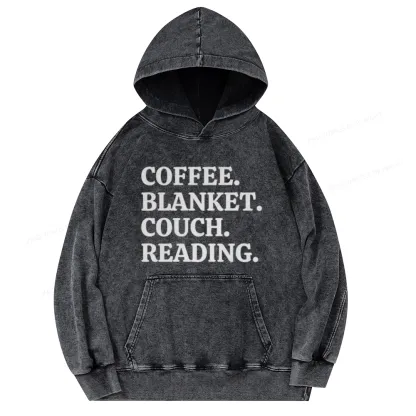 Pagewings Coffee Blanket Couch Reading Unisex Washed Hoodie