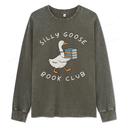 Pagewings Silly Goose Book Club Unisex Washed Long Sleeve T-shirt