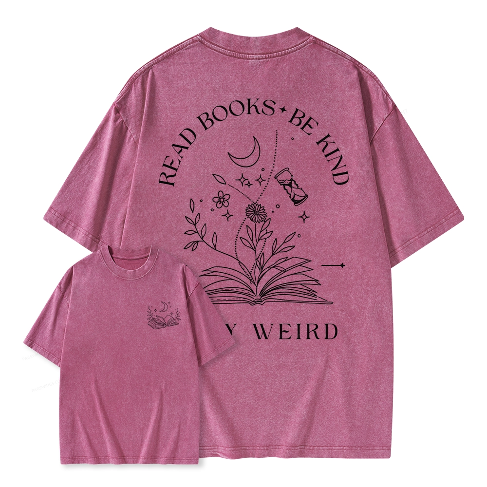 Pagewings Comfort Colors Read Books Be Kind Stay Weird Unisex Washed T-shirt