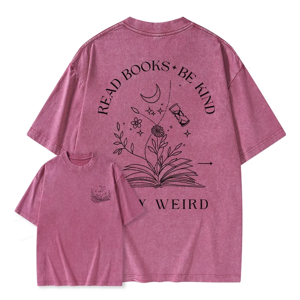 Pagewings Comfort Colors Read Books Be Kind Stay Weird Unisex Washed T-shirt