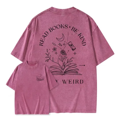 Pagewings Comfort Colors Read Books Be Kind Stay Weird Unisex Washed T-shirt