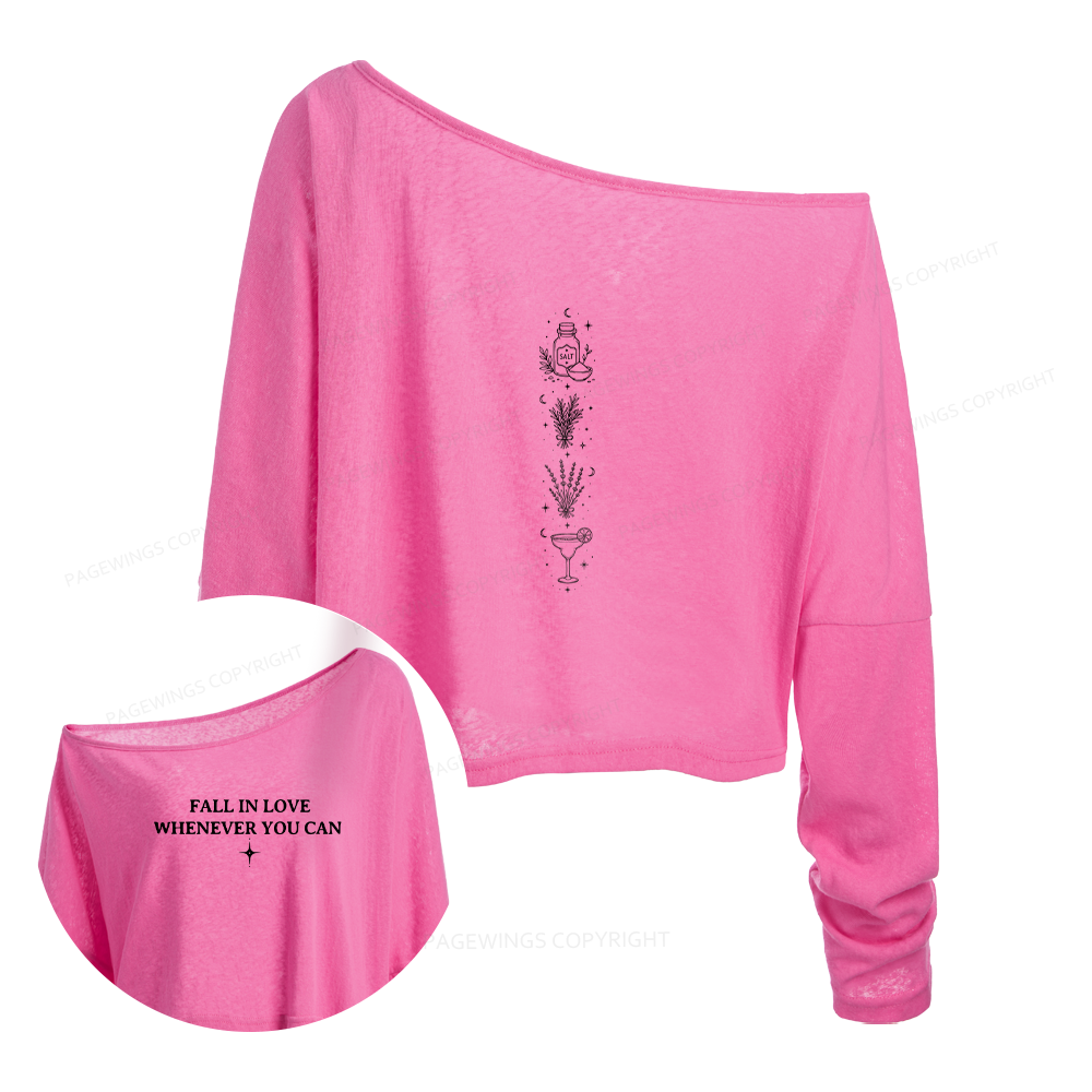 Pagewings Retro Halloween Slouchy Long Sleeve Off Shoulder T-shirt