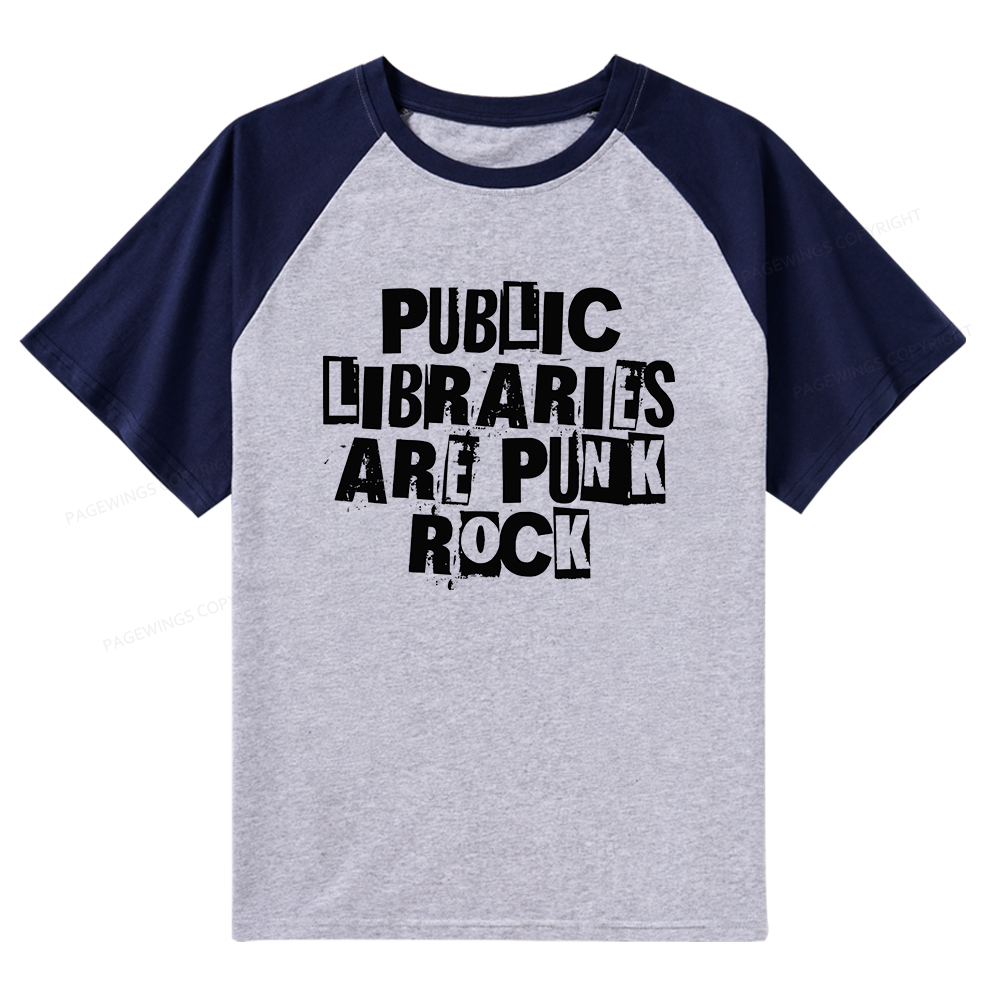 Pagewings Public Libraries Are Punk Rock Raglan T-shirt