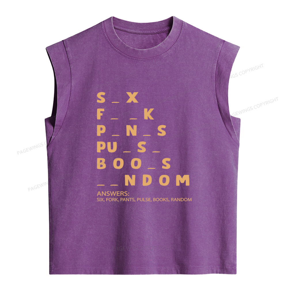 Pagewing Funny Humor Word Puzzle Women's Washed Tank Top