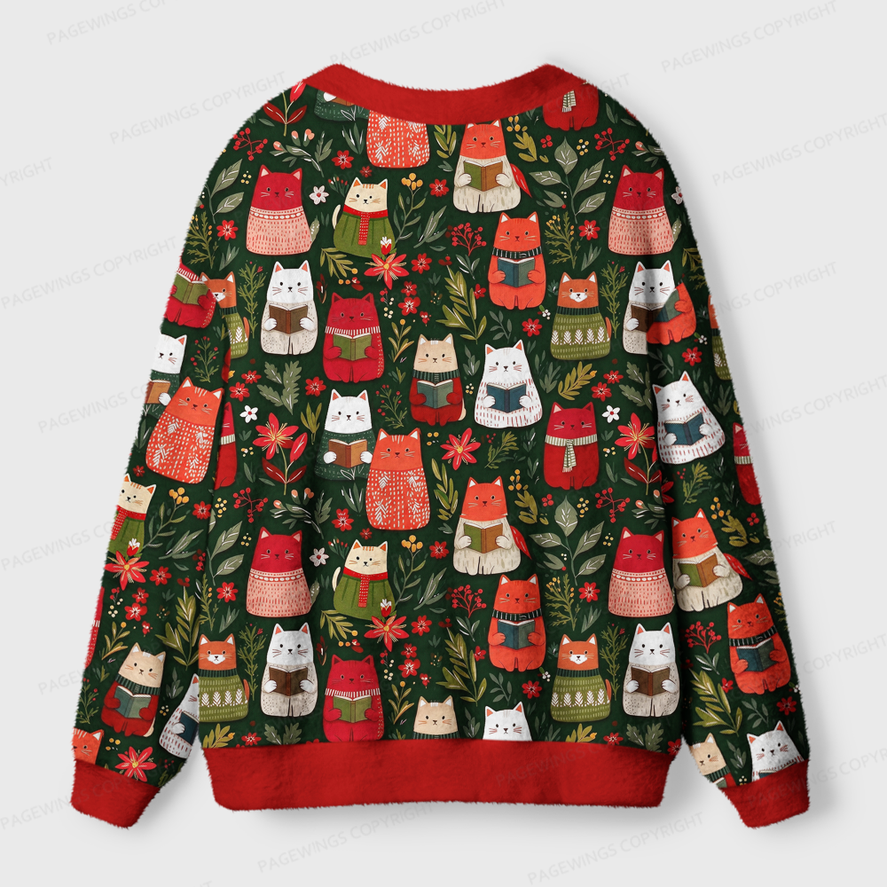 Pagewings Christmas reading Light Knit Unisex Cardigan Sweaters