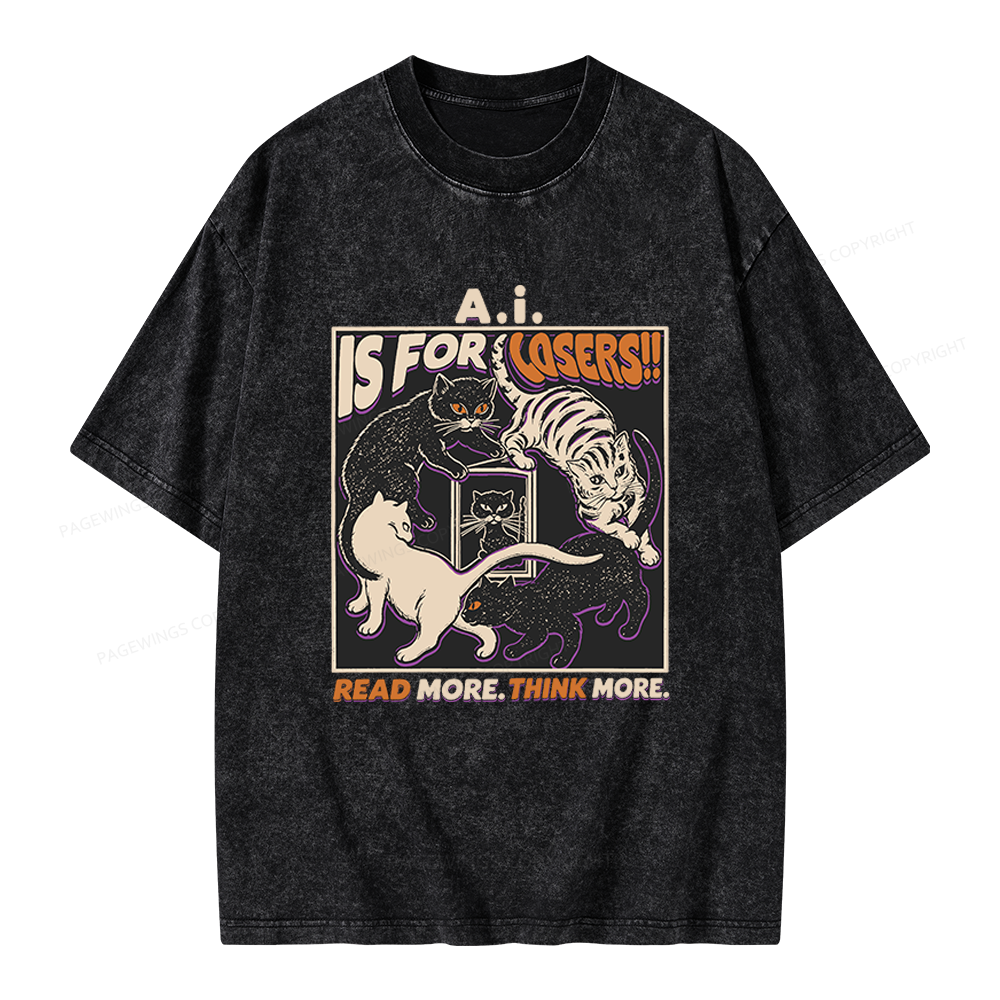 Pagewings Read More Think More Unisex Washed T-shirt