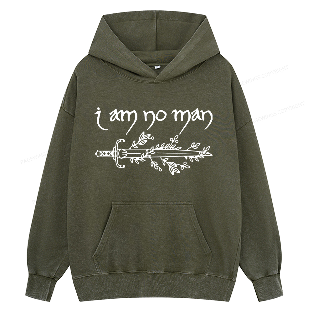 Pagewings I Am No Man Unisex Washed Hoodie