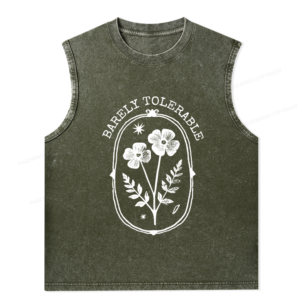 Pagewings Barely Tolerable Unisex Washed Tank Top