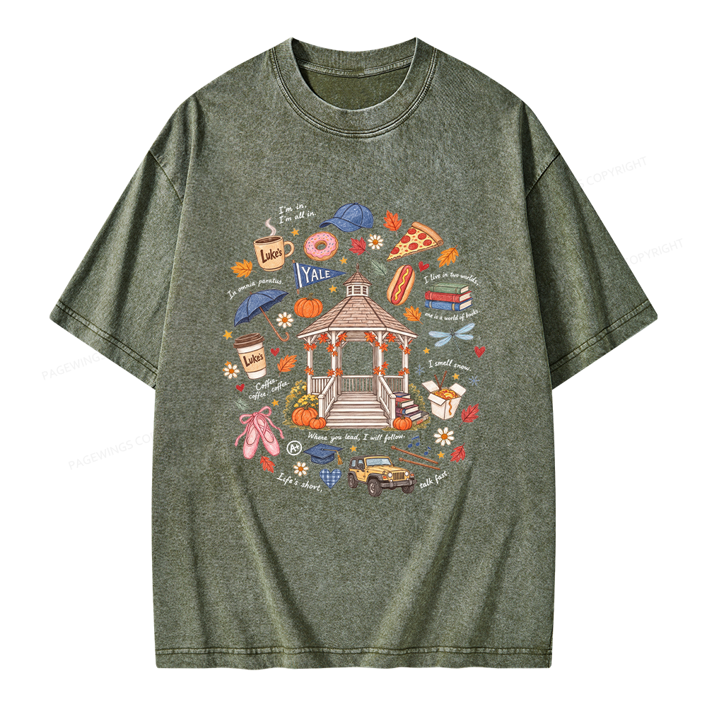 Pagewings Cozy Autumn Book Lover Unisex Washed T-shirt