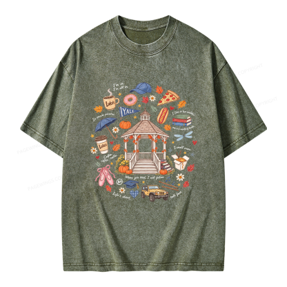 Pagewings Cozy Autumn Book Lover Unisex Washed T-shirt