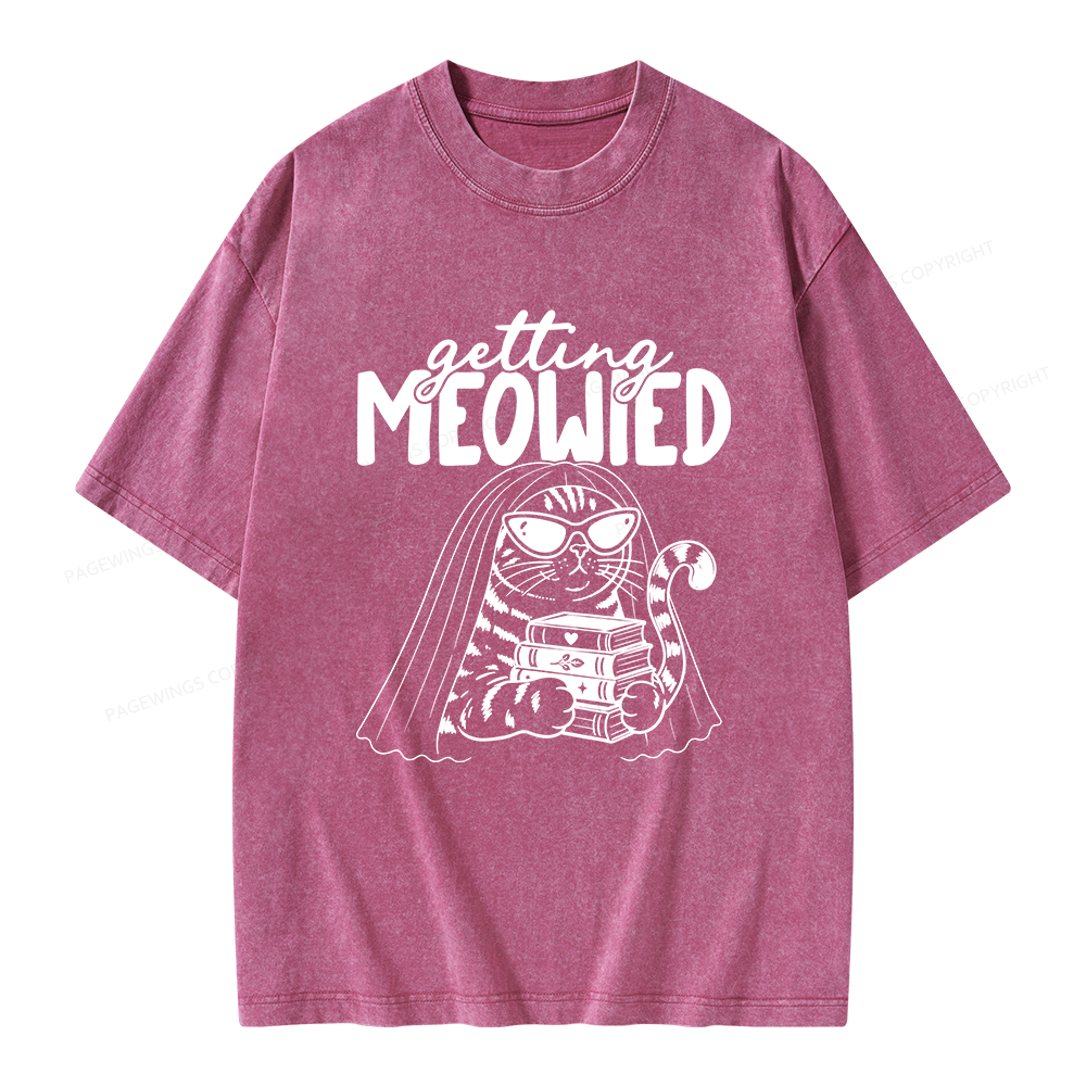 Pagewings Getting Meowied Unisex Washed T-shirt