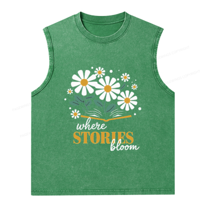 Pagewings Where Stories Bloom Unisex Washed Tank Top
