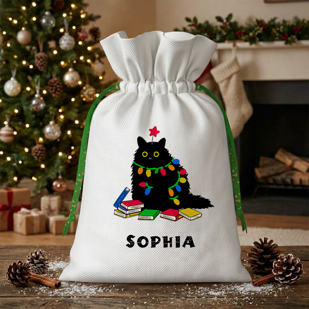 Pagewings Personalized Cat Christmas Christmas Santa Sack