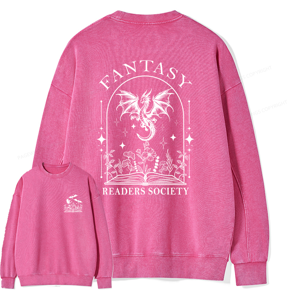 Pagewings Fantasy Reader Society Unisex Washed Sweatshirt