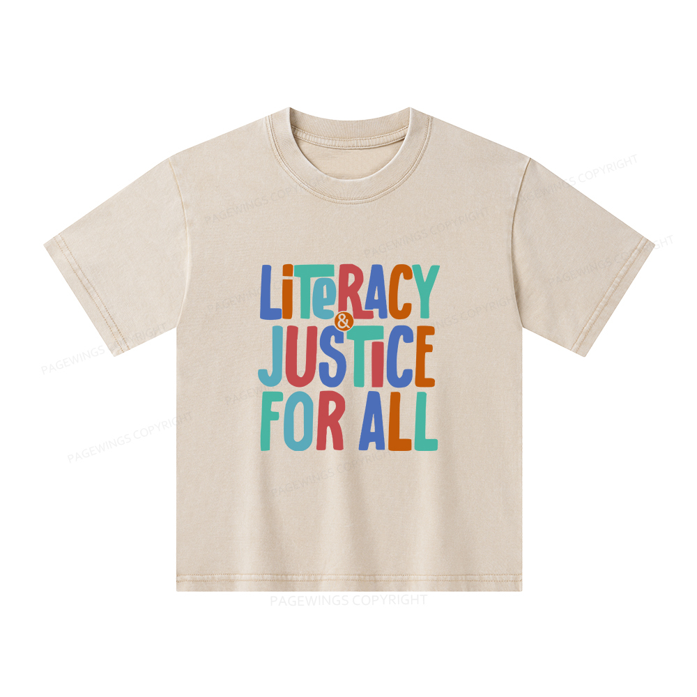 Pagewings Reading Shirt, Book Club Shirt Unisex Kids Washed T-shirt