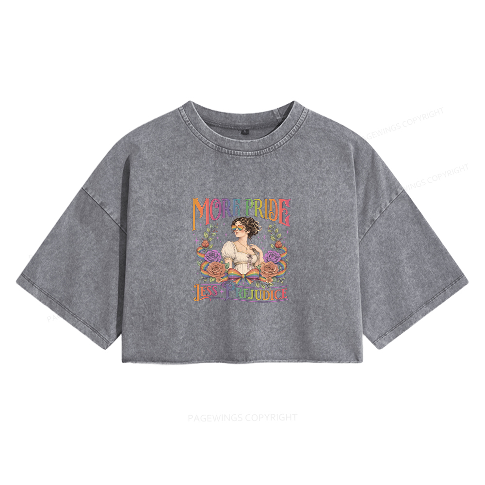 Pagewings More Pride Less Prejudice Women's Washed Cropped T-shirt