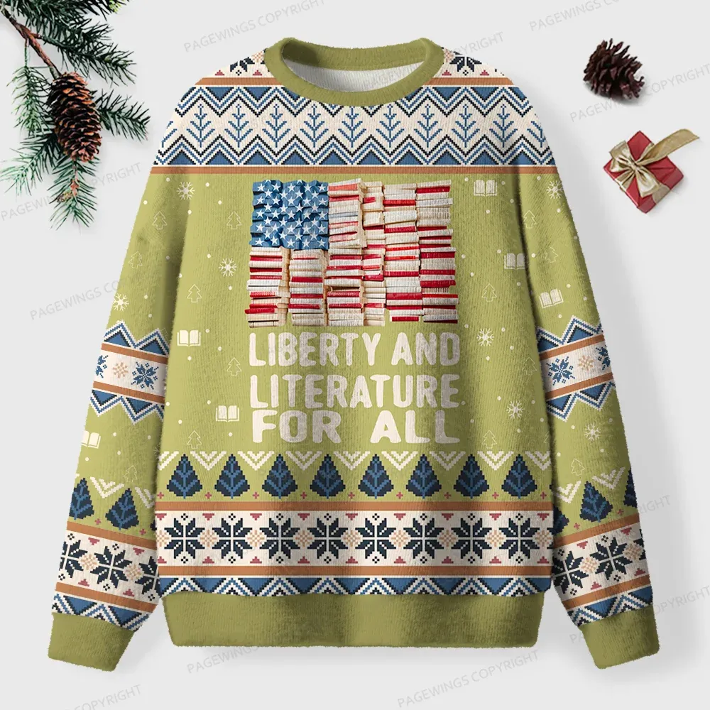 Pagewings Liberty And Literature For All Unisex Ugly Sweatshirt