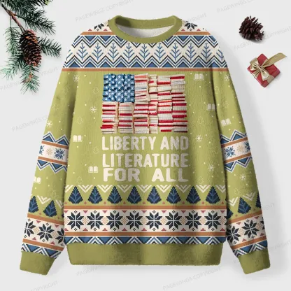 Pagewings Liberty And Literature For All Unisex Ugly Knit Sweatshirt