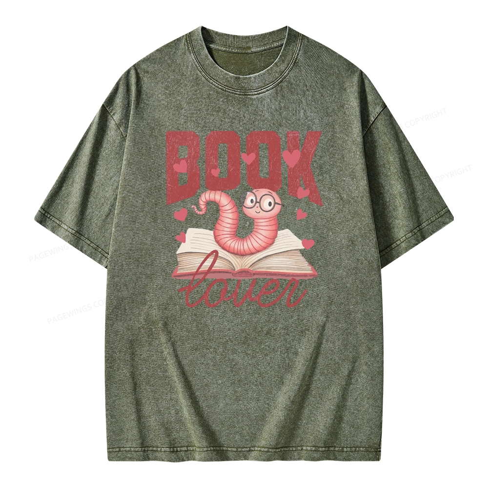 Pagewings Bookish Valentine's Day Gift for Her Unisex Washed T-shirt