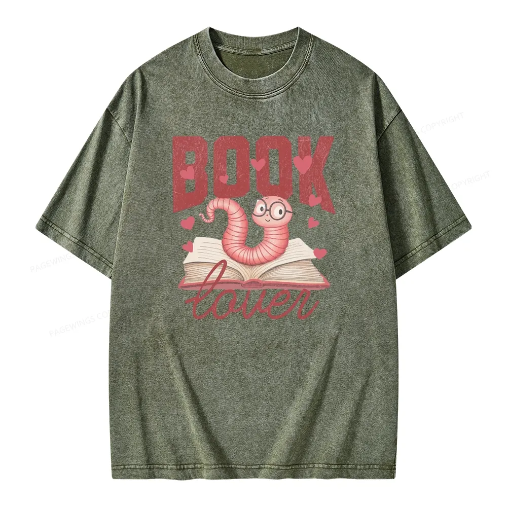 Pagewings Bookish Valentine's Day Gift for Her Unisex Washed T-shirt