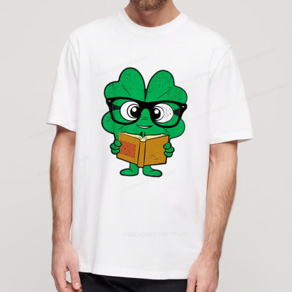 Pagewing Shamrock Reading Books St Patricks Day Unisex Classic T-shirt