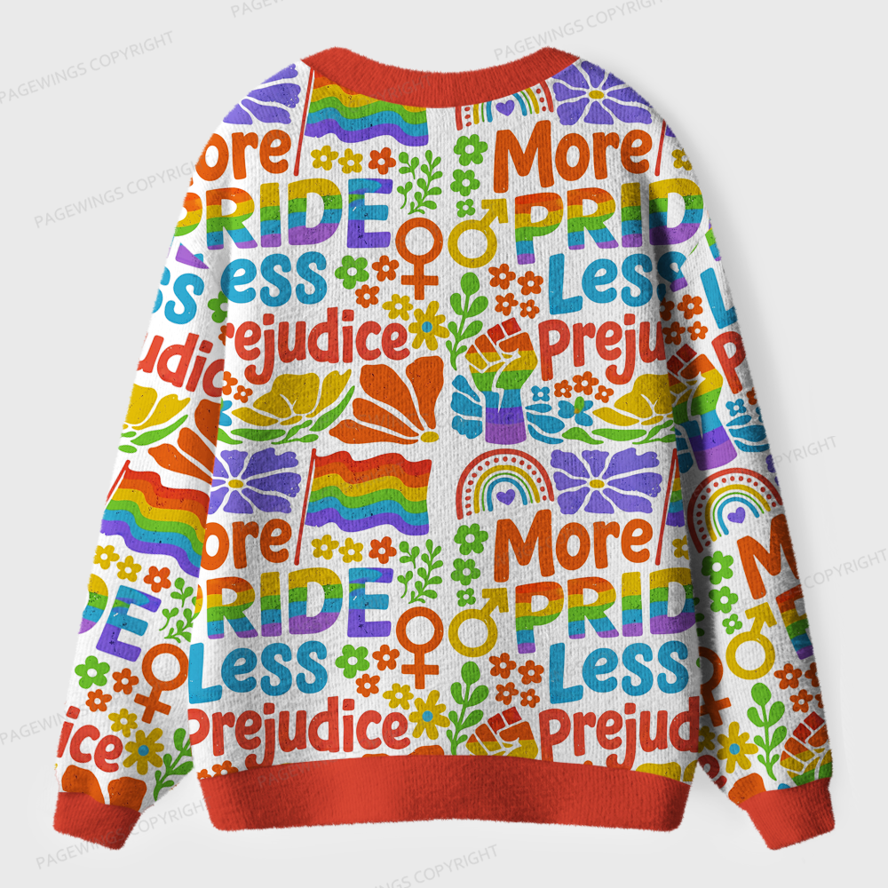 Pagewings More Pride Less Prejudice Rainbow Light Knit Unisex Cardigan Sweaters