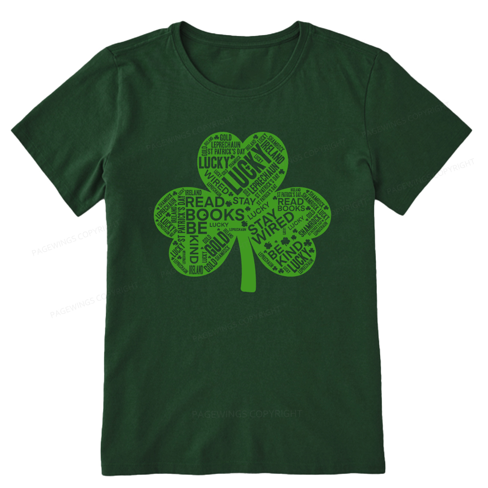 Pagewings St Patricks Day Shirt Lucky Reading Shirt Unisex Classic T-shirt
