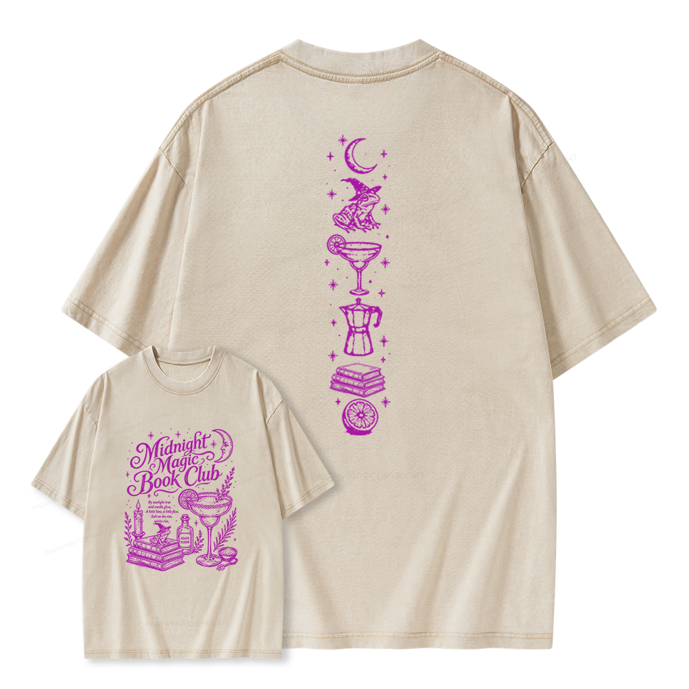 Pagewings Midnight Magic Book Club Unisex Washed T-shirt