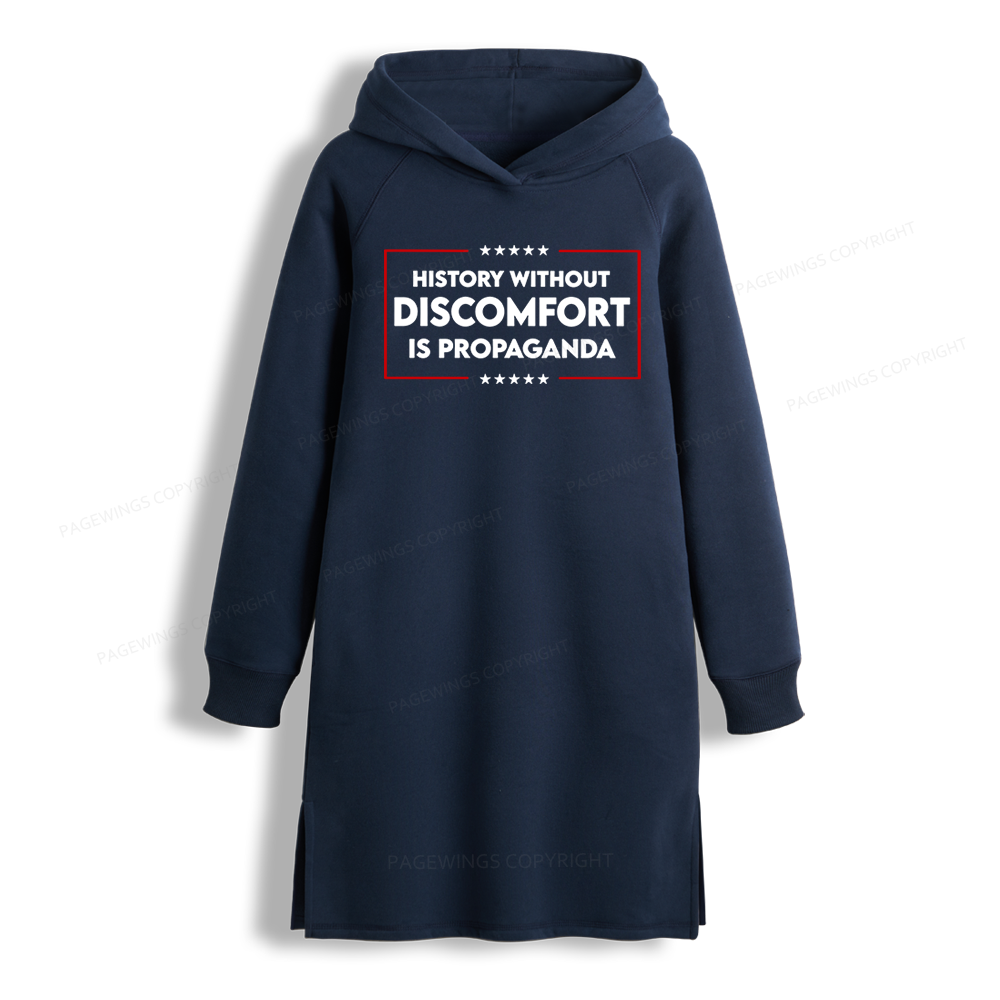 Pagewings History Without Discomfort Is Propaganda Side-Slit Fleece Hoodie Dress