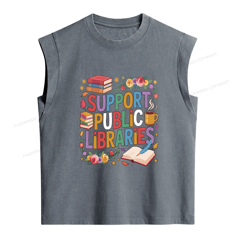 Pagewings Support Public Libraries Women's Washed Tank Top