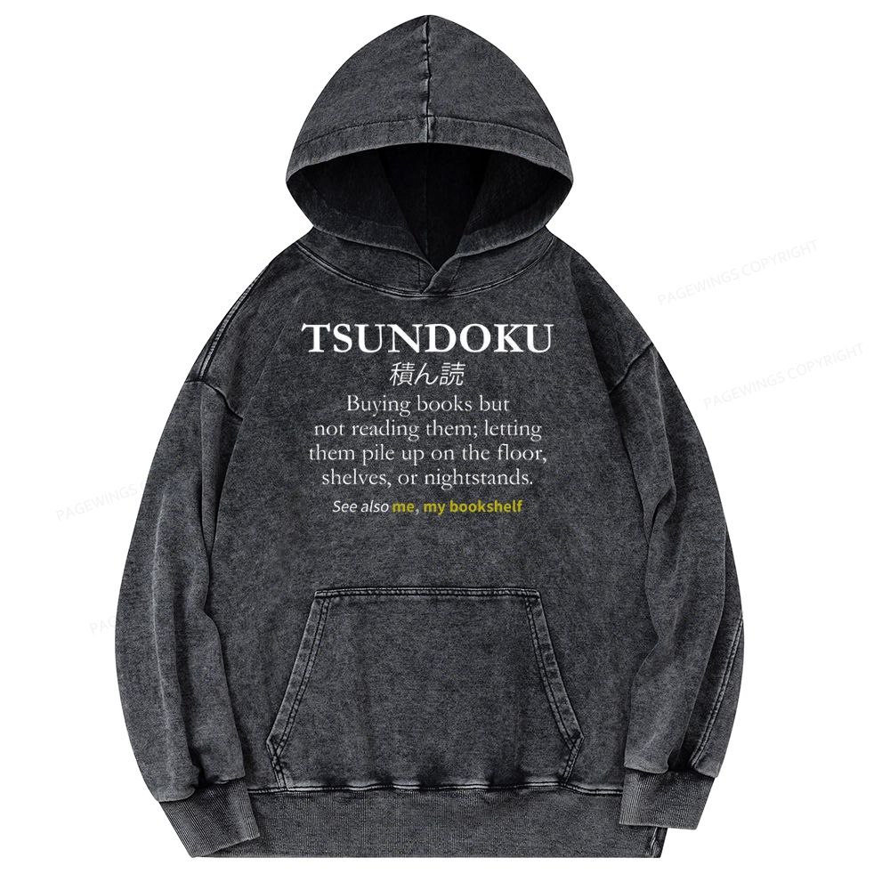 Pagewings Tsundoku Reader Unisex Washed Hoodie