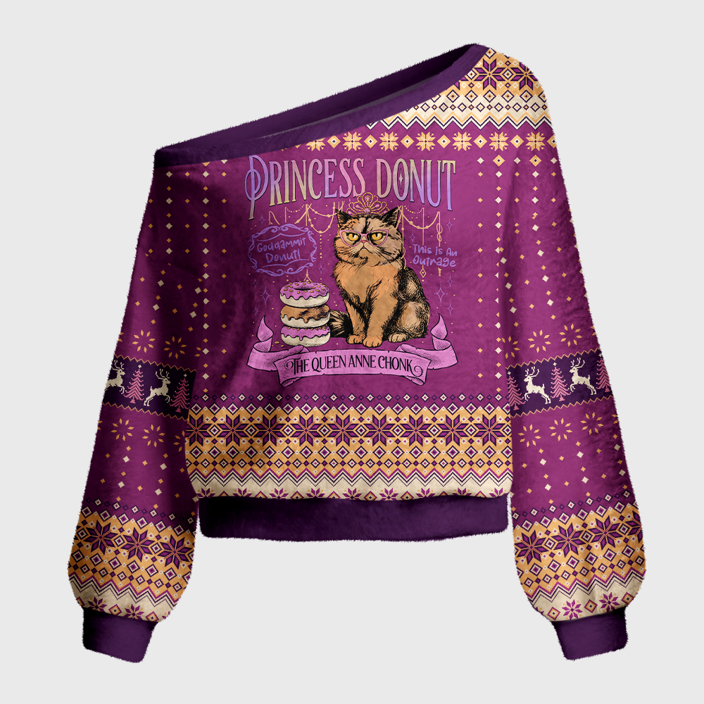 Pagewings Sci Fi Book Lover Off Shoulder Ugly Knit Sweater
