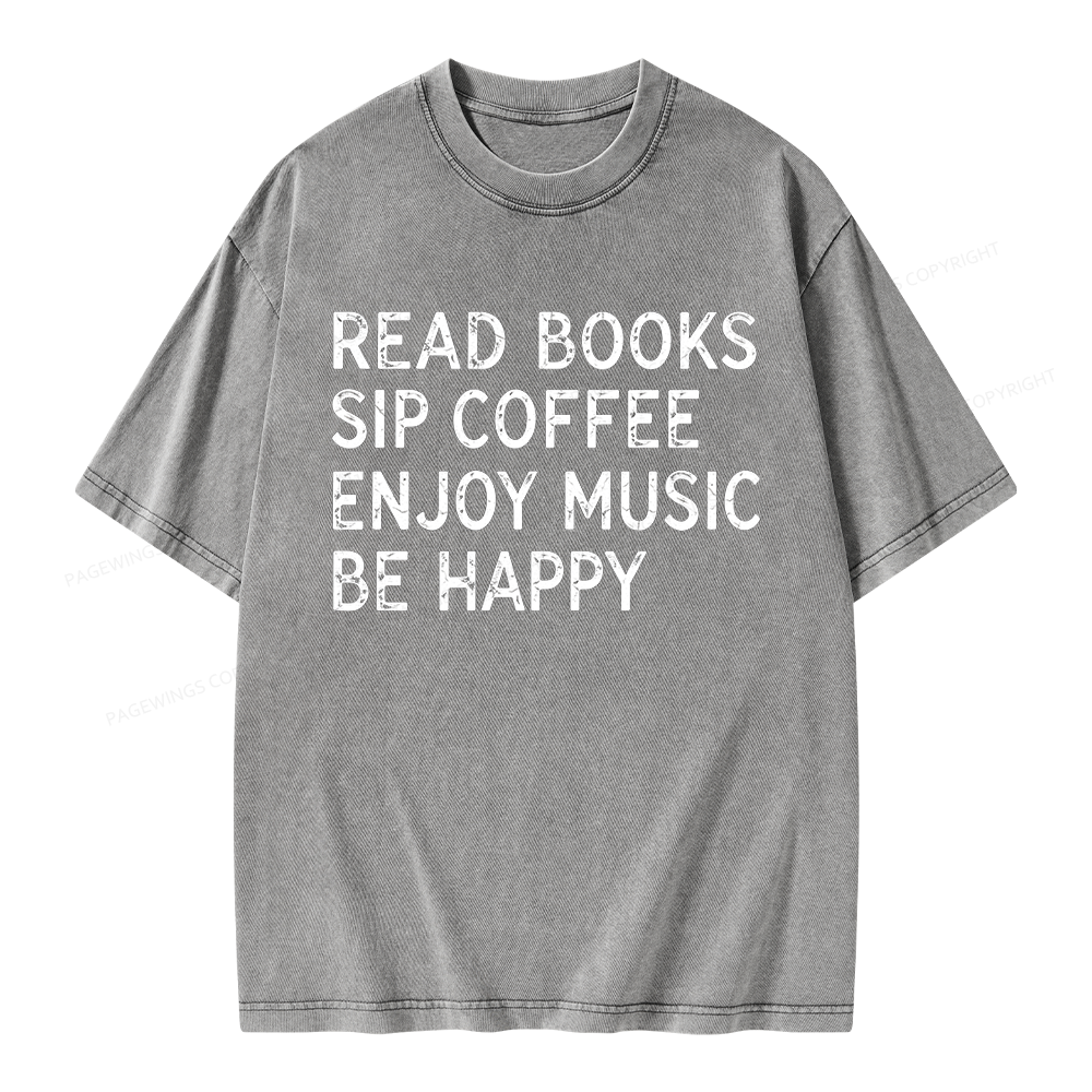 Pagewings Read Books Sip Coffee Unisex Washed T-shirt