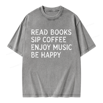Pagewings Read Books Sip Coffee Unisex Washed T-shirt