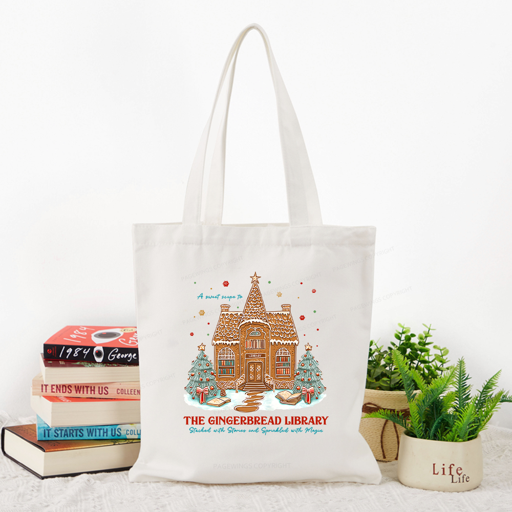 Pagewings Gingerbread Library Tote Bag