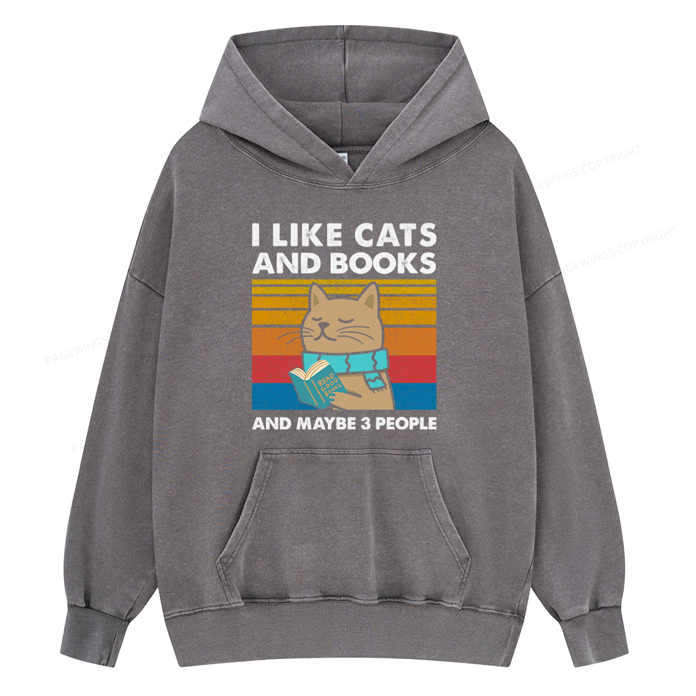 Pagewings Like Book And Maybe 3 People Unisex Washed Hoodie