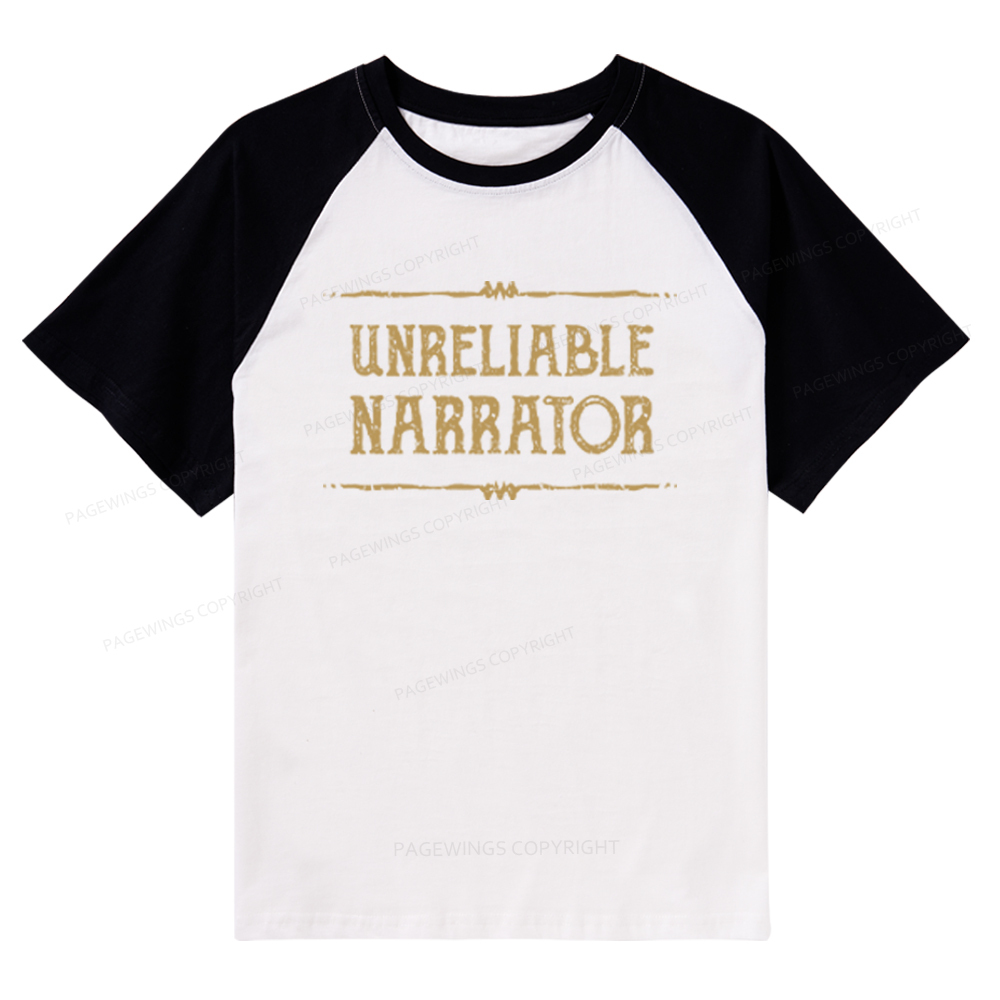 Pagewings Unreliable Narrator Raglan T-shirt