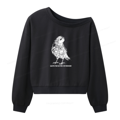 Pagewings Nevermore Crow Women Off Shoulder Sweatshirt