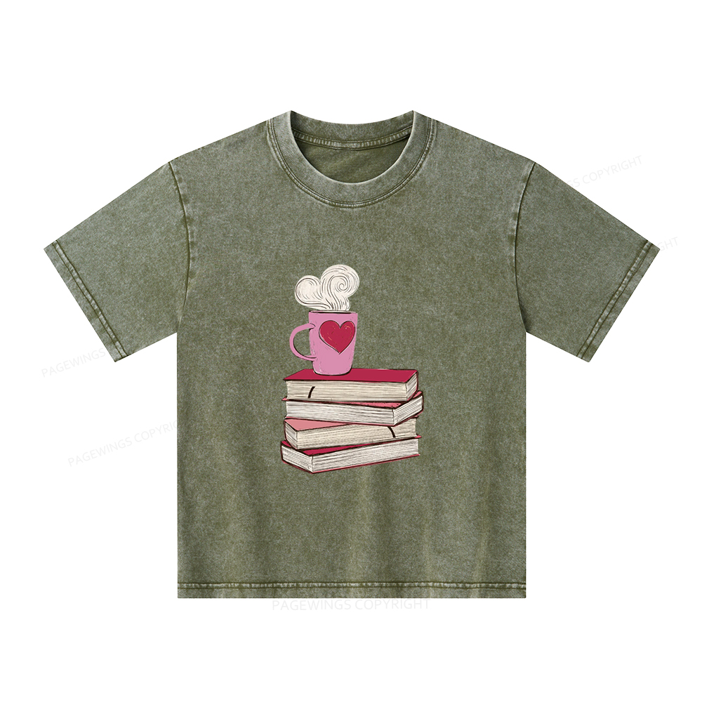 Pagewings Valentine's Day Gift for the Book Lover Unisex Kids Washed T-shirt