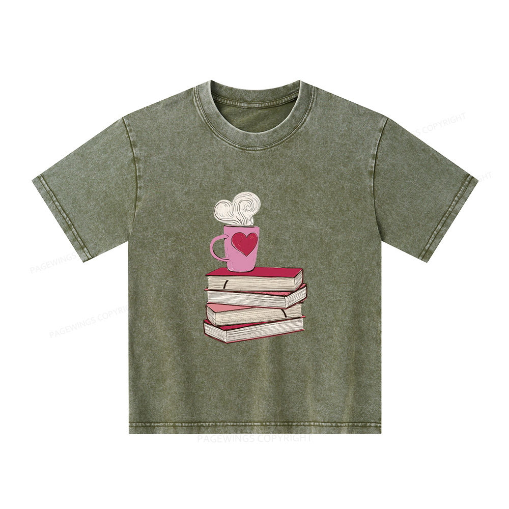 Pagewings Valentine's Day Gift for the Book Lover Unisex Kids Washed T