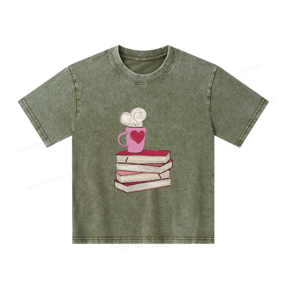 Pagewings Valentine's Day Gift for the Book Lover Unisex Kids Washed T-shirt