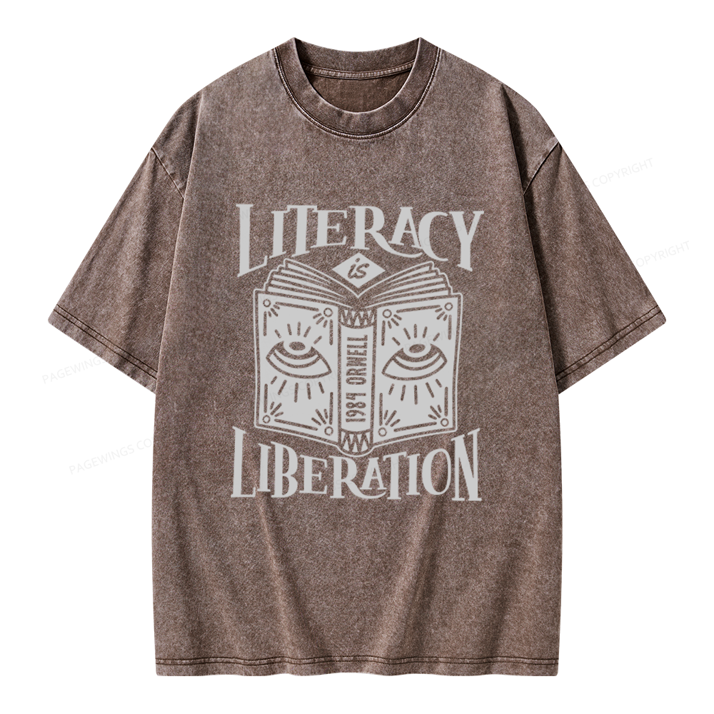 Pagewings Dystopian Book Lovers Unisex Washed T-shirt