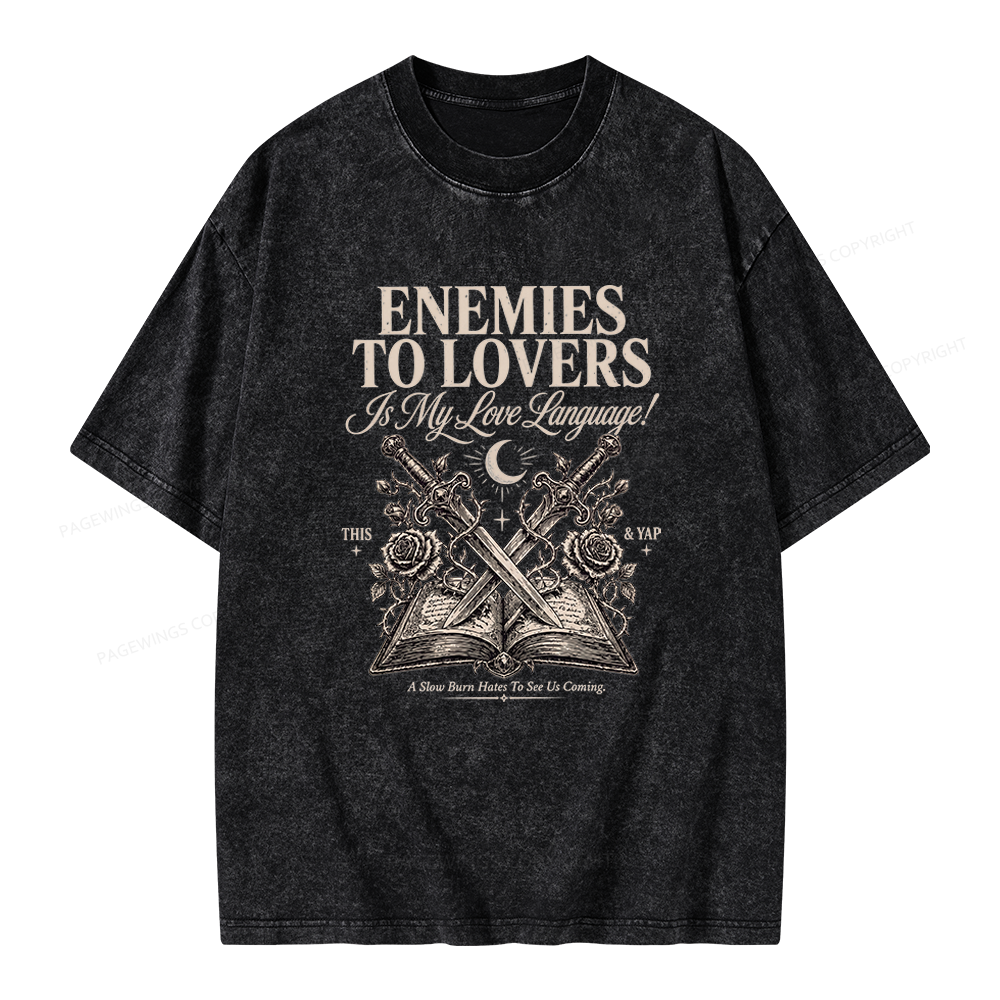 Pagewings Enemies to Lovers Unisex Washed T-shirt