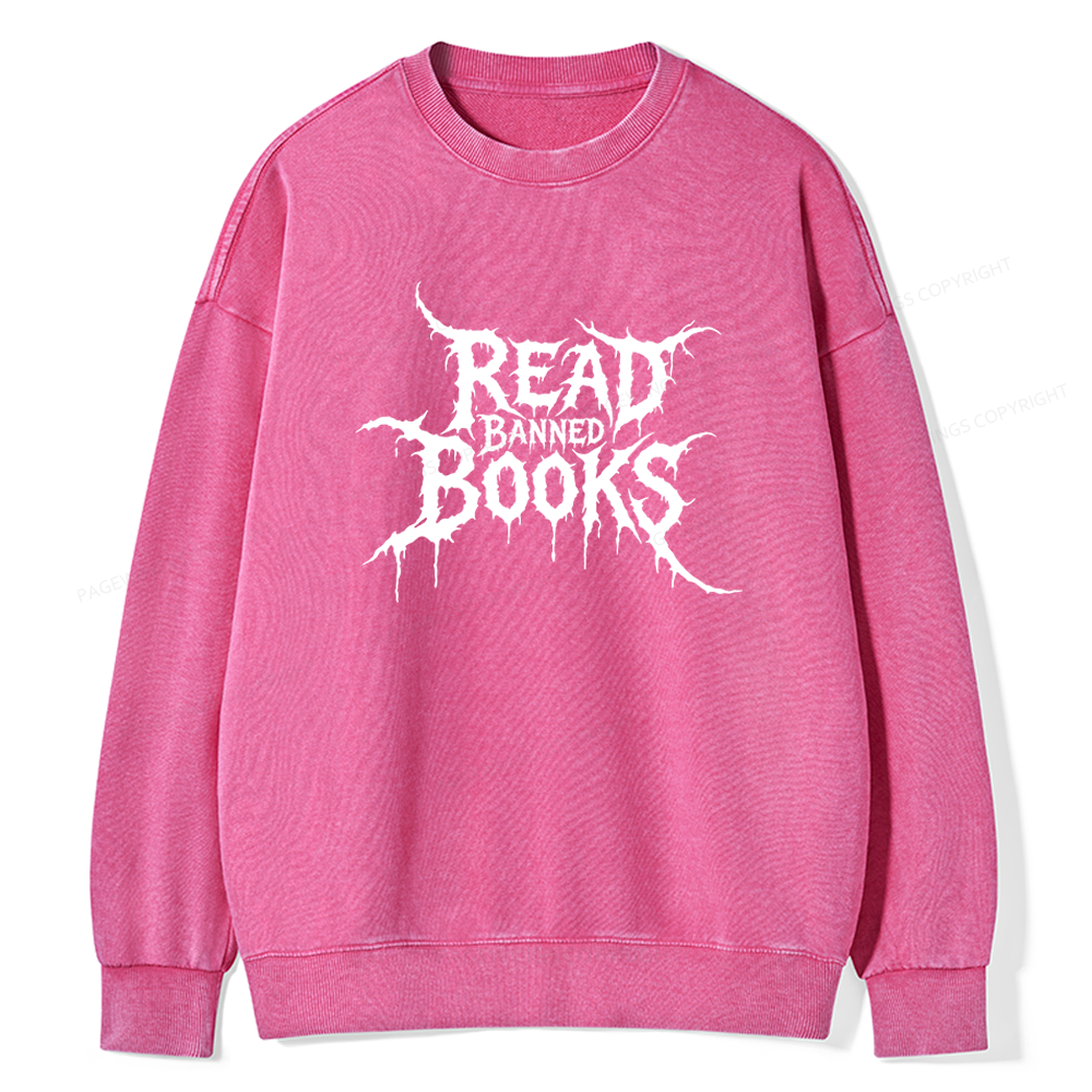 Pagewings Read Banned Books Unisex Washed Sweatshirt