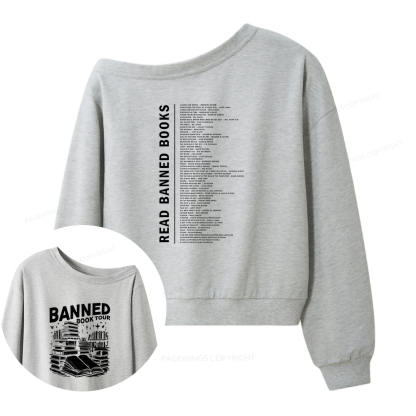 Pagewings Banned Books Tour Women Off  Shoulder Sweatshirt