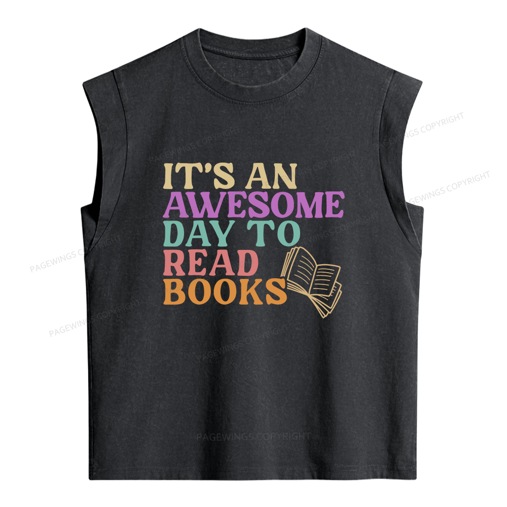 Pagewings Awesome Day To Read A Book Women's Washed Tank Top