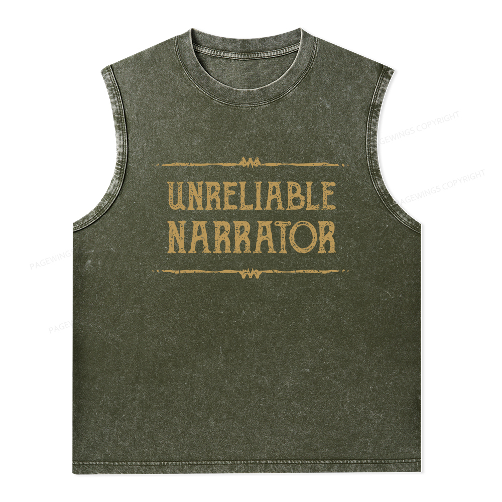 Pagewings Unreliable Narrator Unisex Washed Tank Top