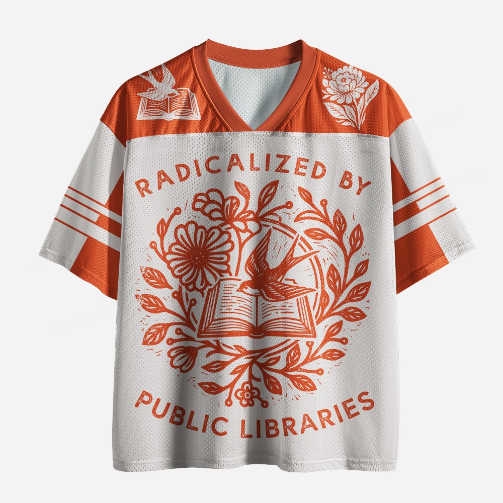 Pagewings Radicalized By Public Libraries Unisex Mesh Jersey